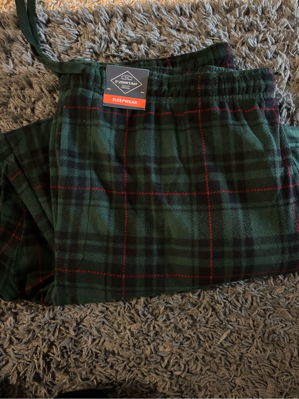 St. John's Bay Green Plaid Men's Sleepwear Pants